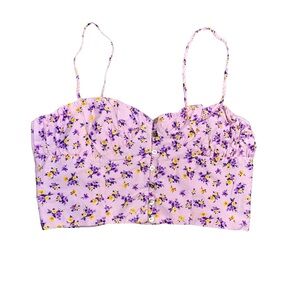 Zara Floral| Smocked| Pleated| Cropped Top